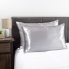Hastings Home Satin Microfiber Pillowcases for Hair and Skin | 2-piece Standard Size Pillow Covers (Silver Gray) 420990ZKT